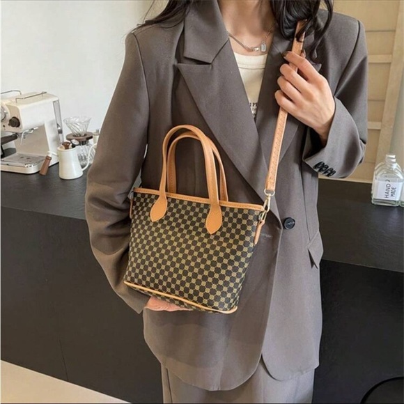 ⚠️Clearance Khaki And Coffee Brown Print Shoulder Tote Bag - Picture 7 of 8